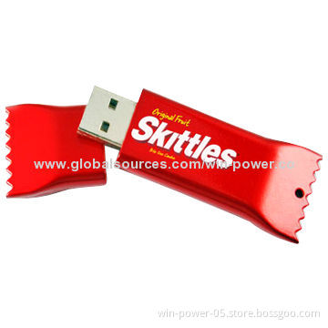Promotional USB Flash Drive, Candy Shape, Your Logos/Colors Welcomed, Free Printing Within 3 Colors